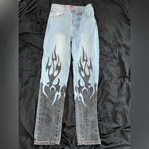 Edikted Light Blue Flame Jeans